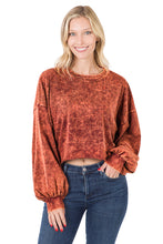 Load image into Gallery viewer, MINERAL WASH RAW EDGE CROPPED PULLOVER