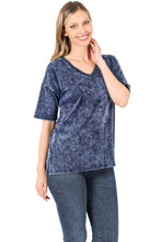 Load image into Gallery viewer, MINERAL WASH DROP SHOULDER V-NECK SIDE SLIT TOP
