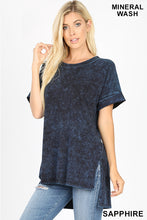 Load image into Gallery viewer, MINERAL WASHED ROLLED SHORT SLEEVE ROUND NECK TOP