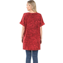 Load image into Gallery viewer, MINERAL WASHED ROLLED SHORT SLEEVE V-NECK TOP