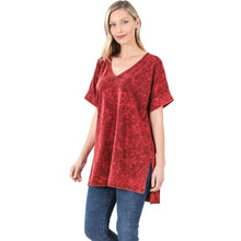 Load image into Gallery viewer, MINERAL WASHED ROLLED SHORT SLEEVE V-NECK TOP