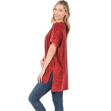 Load image into Gallery viewer, MINERAL WASHED ROLLED SHORT SLEEVE V-NECK TOP