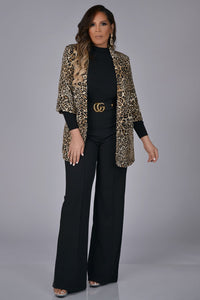 CHEETAH CUFFED SLEEVE BOYFRIEND BLAZER