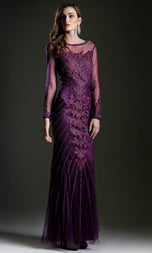 HOURGLASS EMBELISHED GOWN | EGGPLANT