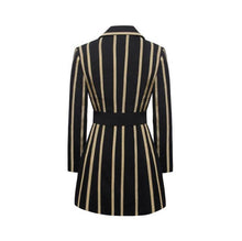 Load image into Gallery viewer, Just In Time Gold Metallic Stripe Blazer Dress With Belt
