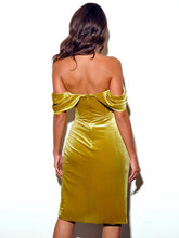 Load image into Gallery viewer, OMARIA VELVET OFF SHOULDER CORSET DRESS