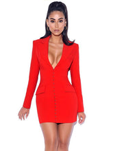 Load image into Gallery viewer, FLATTERY RED LONG SLEEVE BLAZER DRESS