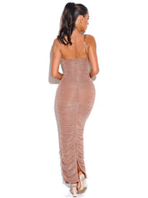 Load image into Gallery viewer, GLINT ROSE GOLD RUCHED CHIFFON LONG MAXI DRESS