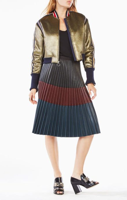 Andreas Metallic Bomber Jacket by BCBG