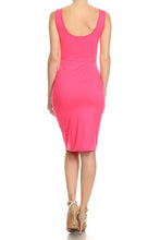 Load image into Gallery viewer, SCOOP NECKLINE BODYCON DRESS HOT PINK