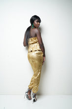 Load image into Gallery viewer, GOLD METALLIC JOGGER PANTS