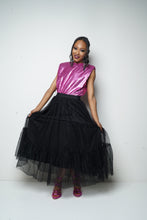 Load image into Gallery viewer, TIERED FLOWY TULLE MIDI SKIRT