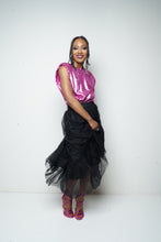 Load image into Gallery viewer, TIERED FLOWY TULLE MIDI SKIRT