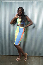 Load image into Gallery viewer, TROPICAL COLOR BLOCK MIDI SKIRT SET