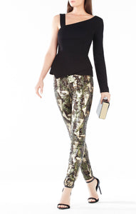 BCBG DENA CAMO SEQUINED LEGGINGS