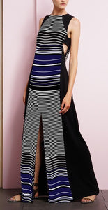 ADELYN RAE STRIPED OPEN BACK MAXI DRESS