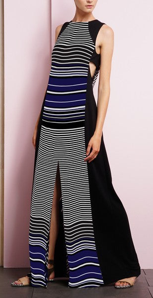 blue dress for baby girl ADELYN RAE STRIPED OPEN BACK MAXI DRESS – Arelia's Dream