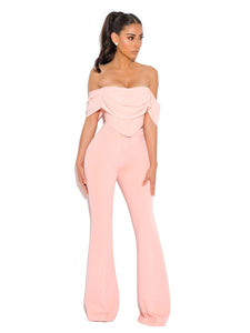 TIA SALMON PINK OFF SHOULDER CORSET TOP