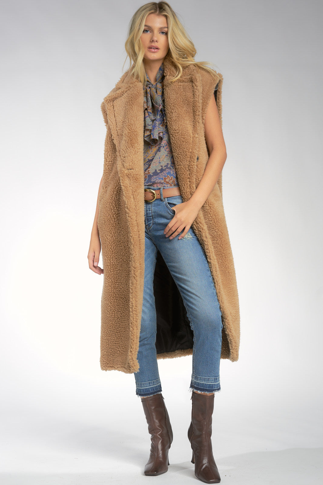 TEDDY BEAR SHEARLING LONG VEST – Arelia's Dream