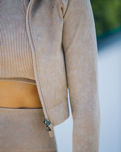 CROPPED RAGLAN ATHLEISURE RIBBED JACKET