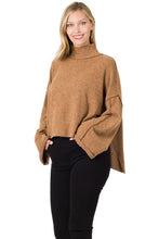 Load image into Gallery viewer, BRUSHED MELANGE HACCI SIDE SLIT MOCK NECK SWEATER