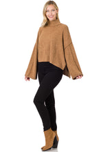 Load image into Gallery viewer, BRUSHED MELANGE HACCI SIDE SLIT MOCK NECK SWEATER