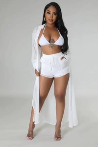 CHIFFON BUTTON DOWN MAXI SHIRT AND SHORT SET