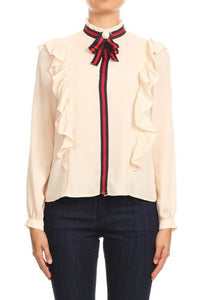 INA EMBELLISHED BOWTIE BLOUSE