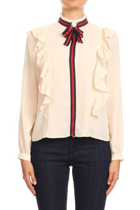 INA EMBELLISHED BOWTIE BLOUSE