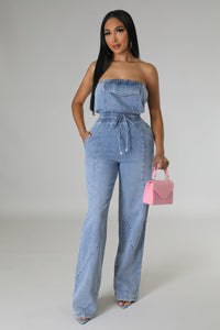 TUBE DENIM JUMPSUIT