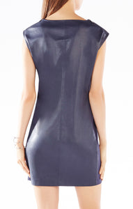 BCBG KARLEE FAUX LEATHER SHIFT DRESS