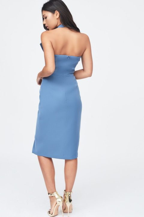 LAVISH ALICE HALTERNECK WRAP FRONT MIDI DRESS LAVISH ALICE HALTERNECK WRAP FRONT MIDI DRESS