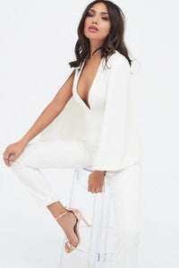 LAVISH ALICE CUT OUT NECK CAPE JUMPSUIT