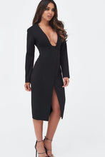 Load image into Gallery viewer, LAVISH ALICE SQUARE NECK BUTTONED WRAP MIDI DRESS