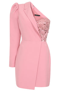 LAVISH ALICE NYLA EMBELLISHED BLAZER MINI DRESS IN POWER PINK