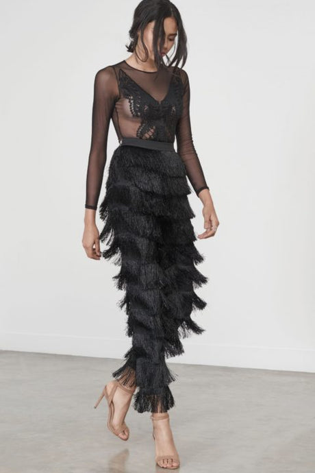LAVISH ALICE FRINGE TAPERED TROUSERS