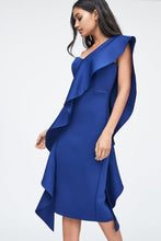 Load image into Gallery viewer, LAVISH ALICE EXAGGERATED FRILL ONE SHOULDER MIDI DRESS