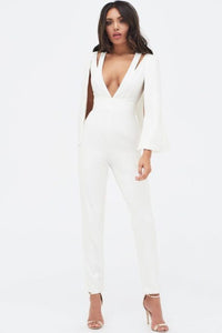 LAVISH ALICE CUT OUT NECK CAPE JUMPSUIT