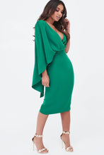 Load image into Gallery viewer, LAVISH ALICE ONE SHOULDER CAPE MIDI DRESS