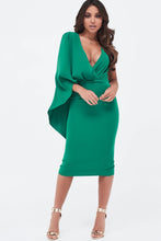 Load image into Gallery viewer, LAVISH ALICE ONE SHOULDER CAPE MIDI DRESS