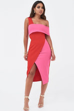 Load image into Gallery viewer, LAVISH ALICE PONTE ONE SIDE BANDEAU WRAP MIDI DRESS