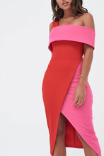 Load image into Gallery viewer, LAVISH ALICE PONTE ONE SIDE BANDEAU WRAP MIDI DRESS