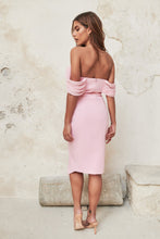 Load image into Gallery viewer, LAVISH ALICE PLEATED BARDOT MIDI DRESS