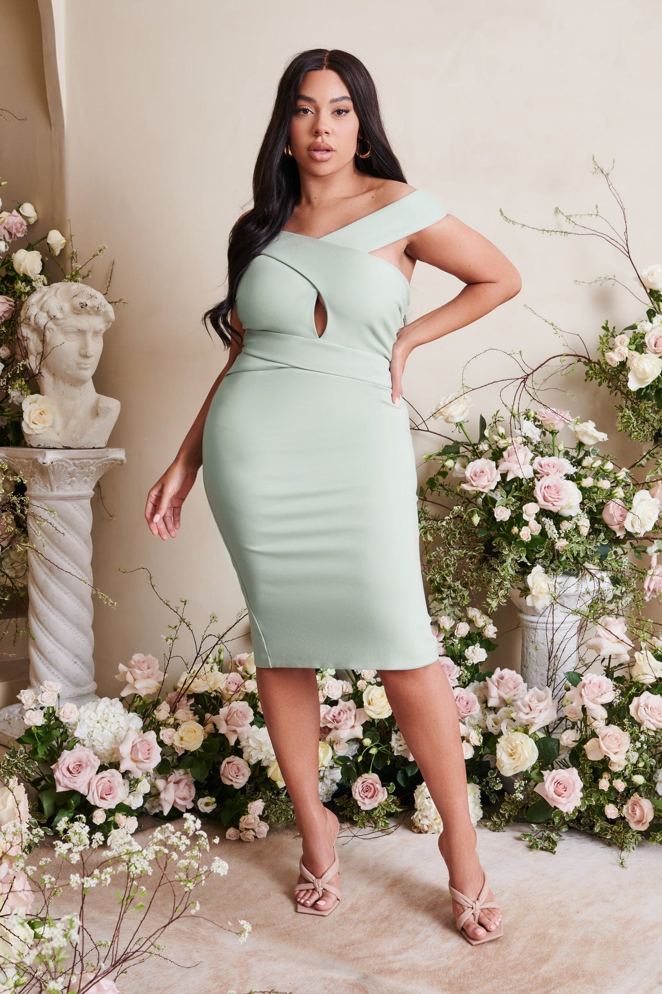 off the shoulder ponte dress LAVISH ALICE RAELYNN CURVE OFF SHOULDER WRAP PONTE DRESS