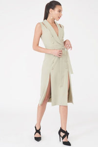LAVISH ALICE SLEEVELESS TUXEDO MIDI DRESS