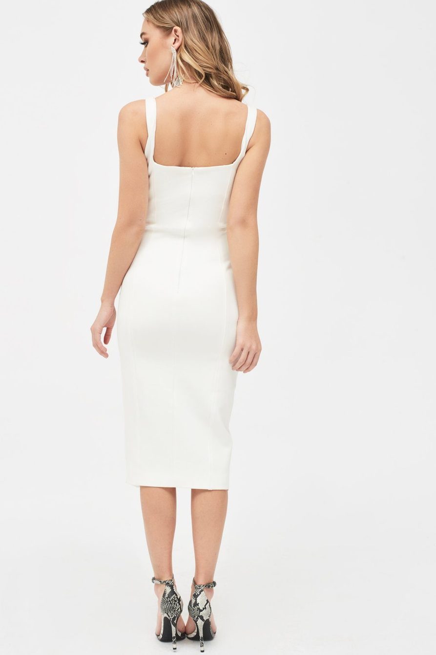 knee length dresses for ladies Katherine Black Off-Shoulder Corset Midi Dress