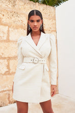Load image into Gallery viewer, LAVISH ALICE PUFF SLEEVE BOUCLE BLAZER DRESS