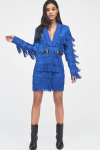 LAVISH ALICE FRINGE TAILORED BLAZER DRESS