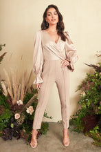Load image into Gallery viewer, LAVISH ALICE SATIN MIX WRAP TAILORED JUMPSUIT