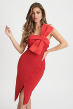 Load image into Gallery viewer, LAVISH ALICE EMILY BANDEAU BOW DETAIL WRAP MIDI DRESS - RED